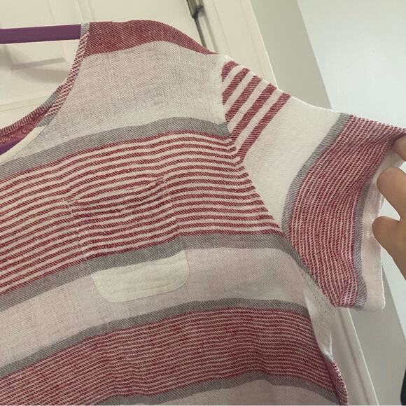 CASLON • Red + White Striped Short Sleeve Top - Picture 2 of 6